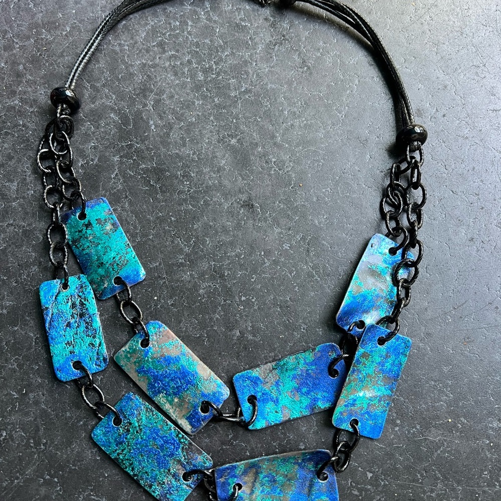 Elegant Blue and Black Necklace